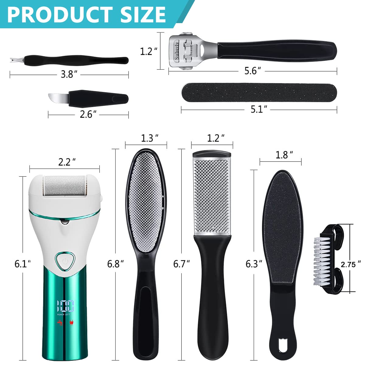 HANNEA Pedicure Scrubber for Smooth Feet with 2 Speeds and LCD Display | Rechargeable 1200mAh Electric Callus Remover