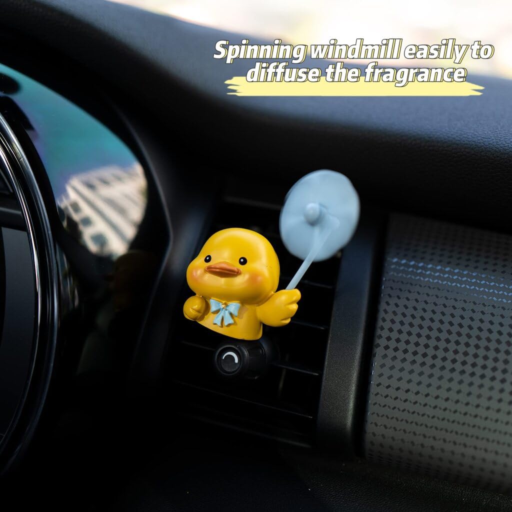 ZIBUYU Cartoon Car Dashboard Decoration for Air Vent with Resin Duck Diffuser | Unscented Customizable Gift