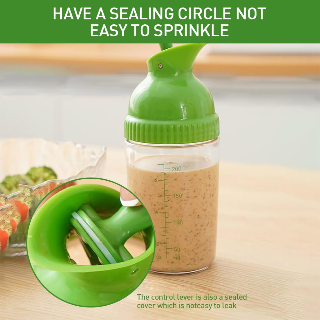 Supvox® 200ml Salad Dressing Bottle with Air Tight Sealing Lid Kitchen Oil Dispenser Bottle Food Grade Kitchen Seasoning Bottle Leaking-Proof Kitchen Seasoning Dispenser Bottle