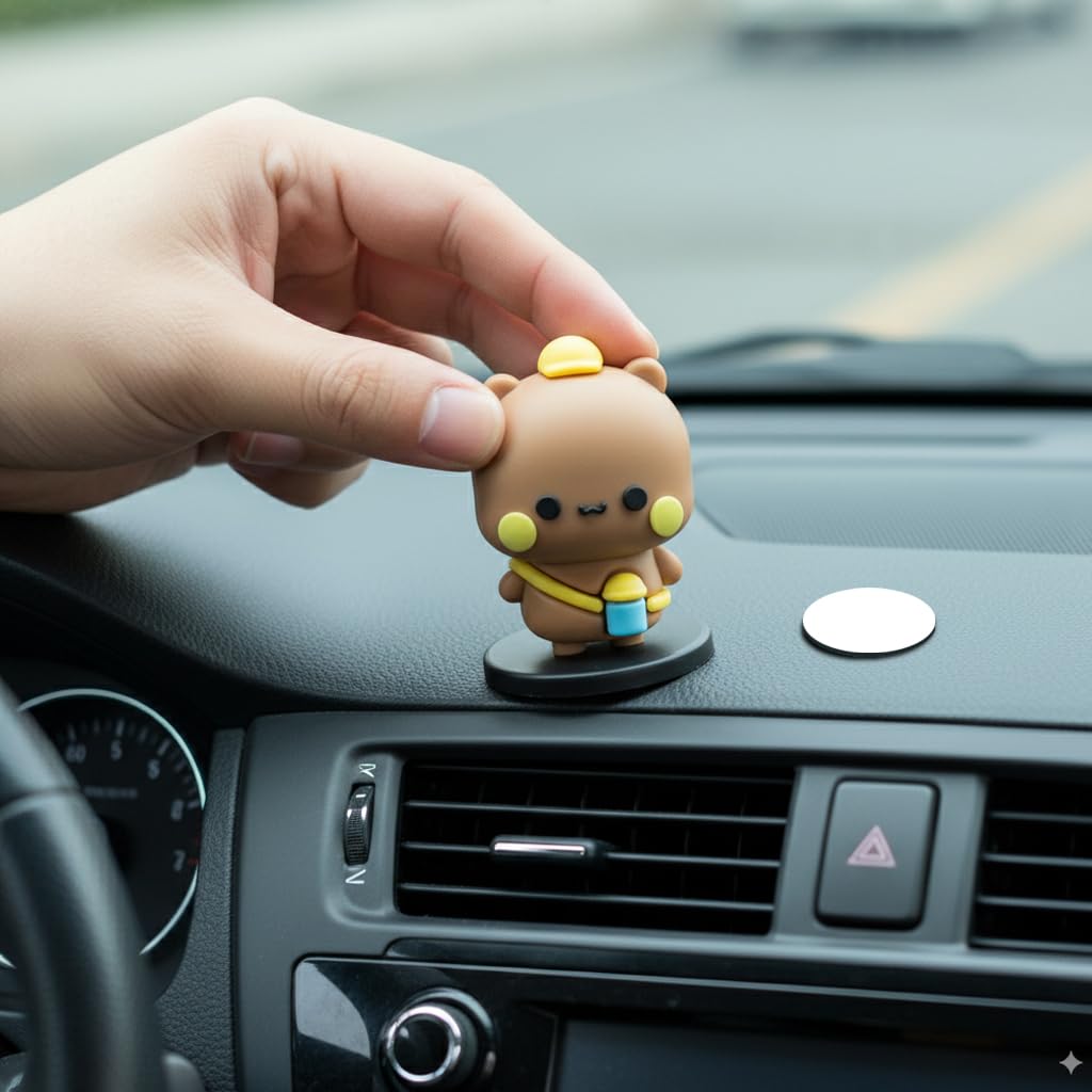 STHIRA Cute Cartoon Car Ornaments for Dashboard and Desk Decor | 2Pcs Bear Figurines