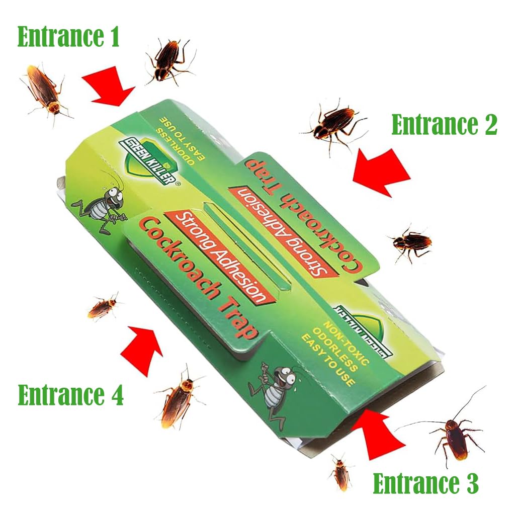 HASTHIP® 10pcs Cockroach Traps for Kitchen, Room, Office, Strong Adhesive Cockroach Killer,  Pesticide Free Cockroach Repellent, Safe and Easy Cockroach Trap