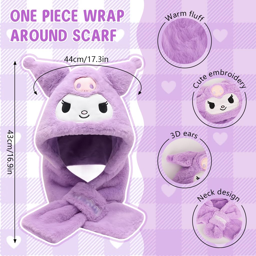 PATPAT Winter Kids Scarf Cap Set for Girls 4–13 with Wrap Around Design and Plush Fleece Warmth