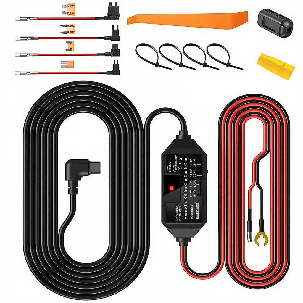 STHIRA Dash Cam Hardwire Kit for 12V and 24V Vehicles with Low Voltage Protection | USB C Controller
