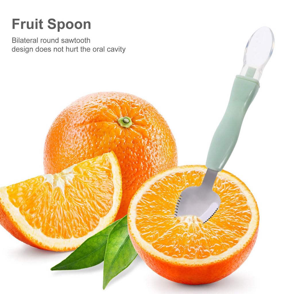 Kisangel Baby Scraper Spoon for Fruit Puree with Double Head Serrated Design and Storage Box