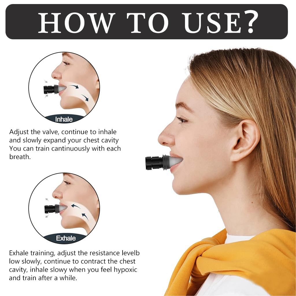 Proberos Breathing Trainer for Lung Strength and Endurance featuring Dual Resistance Knobs | White