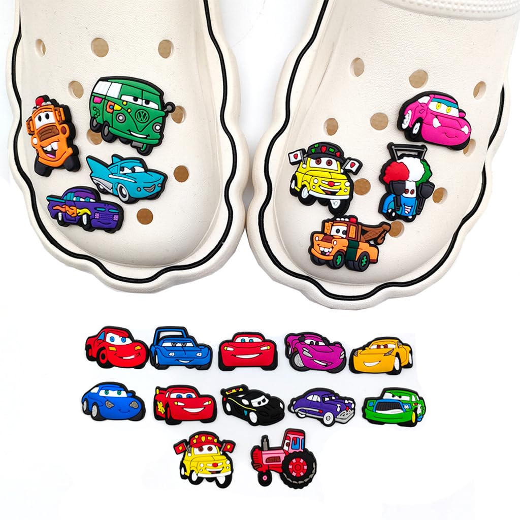 HASTHIP® 20pcs Car Shoe Charms for Clog Sandals Shoes DIY Decoration, Cartoon HyperCar Shoes Charm MegaCar PVC Race Cute Clog Pins for Boys Holiday Birthday Gifts Party Favor