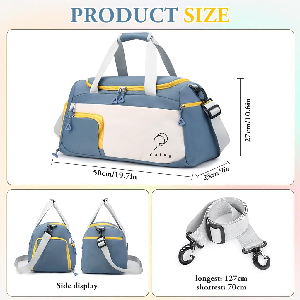 PALAY® Gym Bag Fashion Gym Bag with Shoe Compartment Lightweight Duffle Bag Shoulder Bag Travel Bag Multifunctional Gym Bag Waterproof Day Pack Shoulder Bag Gym Bag with Adjustable Shoulder Strap