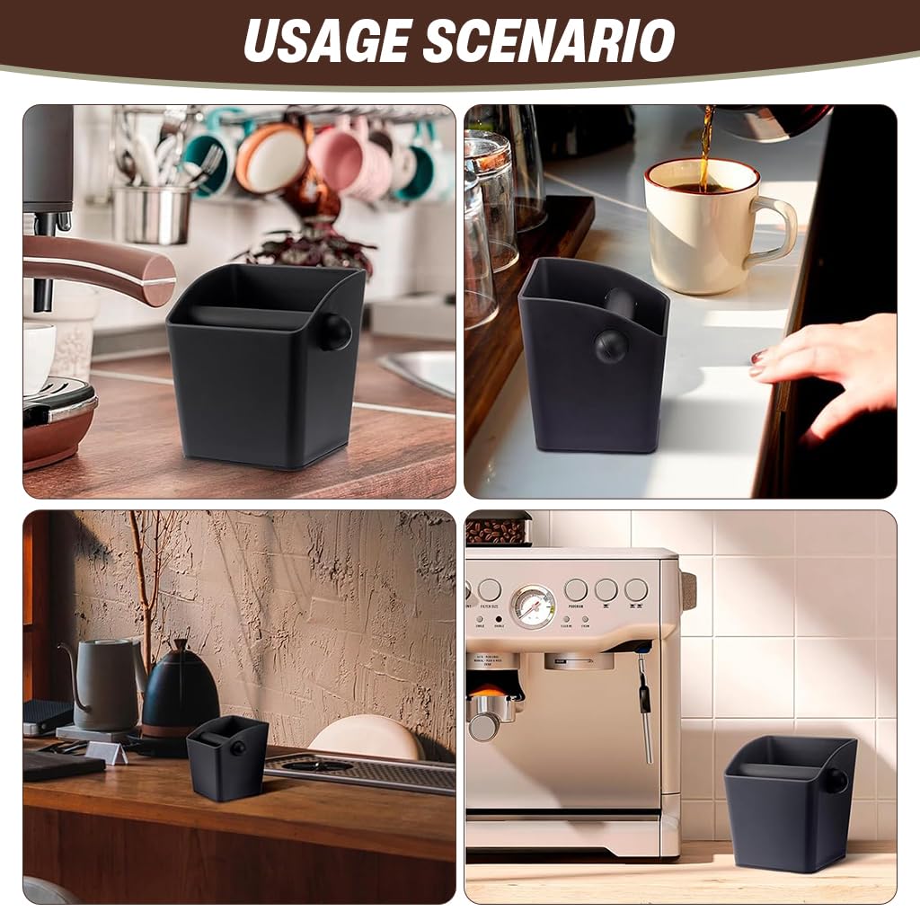 Supvox Coffee Grounds Knock Box for Espresso Machines with Cross Bar and ABS Plastic | Reusable Container for Home or Café
