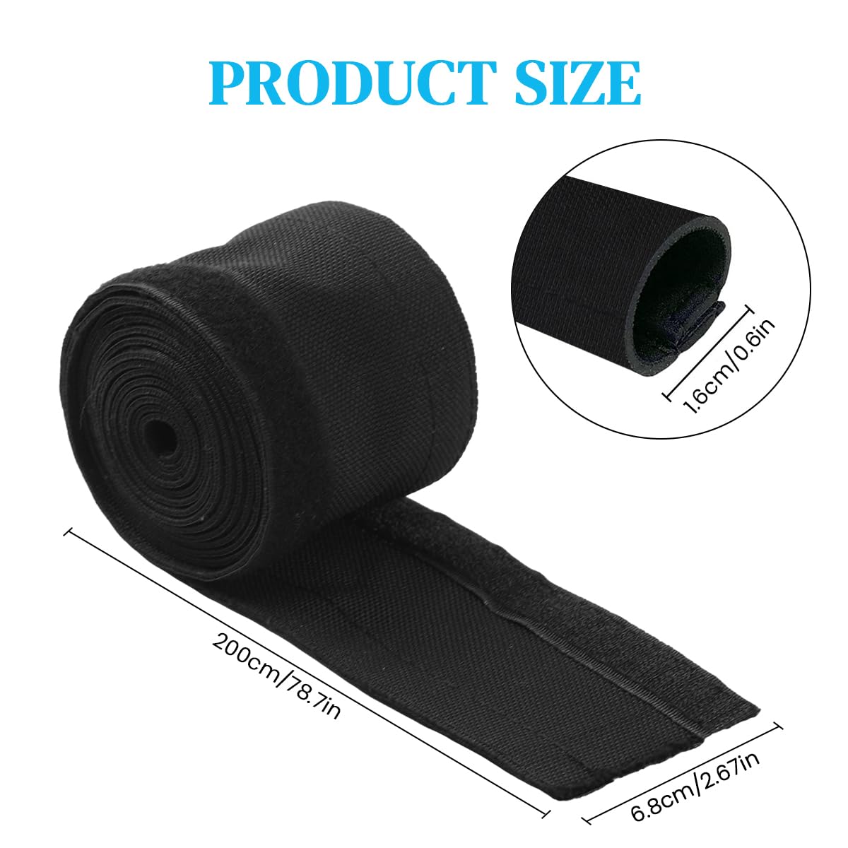 HASTHIP Cable Protector for Home and Office with Hook and Loop Closure 6.6ft Nylon Sleeve | 70mm Wide Pet Proof Cord Guard