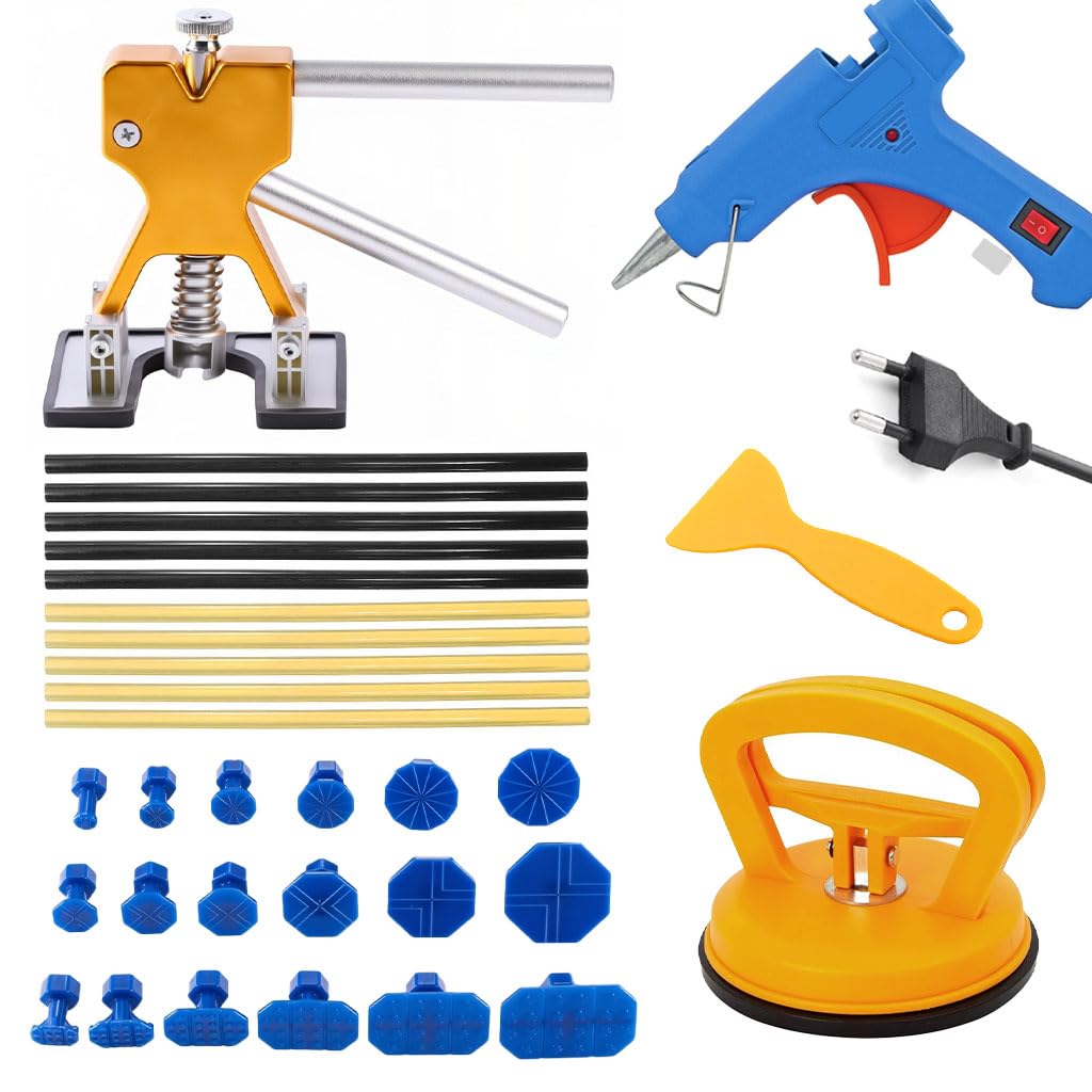 STHIRA Car Dent Repair Tool Kit for Vehicle Dent Removal with 18 Pads & Alloy Puller | Includes Hot Glue Gun and Scraping Tool