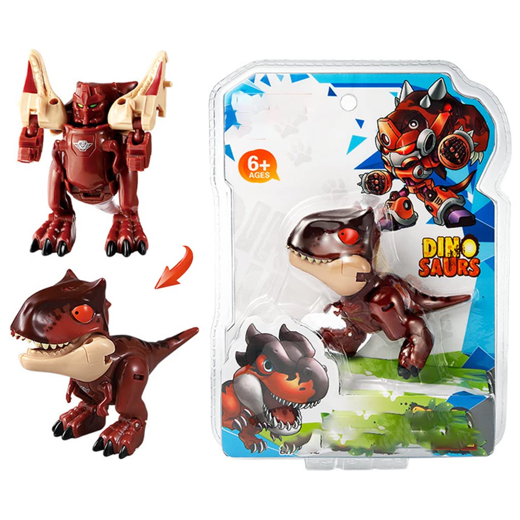 PATPAT Dinosaur Toys for Kids Transform Dinosaur Robot Toy Transforming Mini Dinosaur Figures Toy, 2 in 1 Cartoon Tyrannosaurus Transform Toy Birthday Xmas Gift for Kids Boys Girls 3 4 5 6 7 8 Years