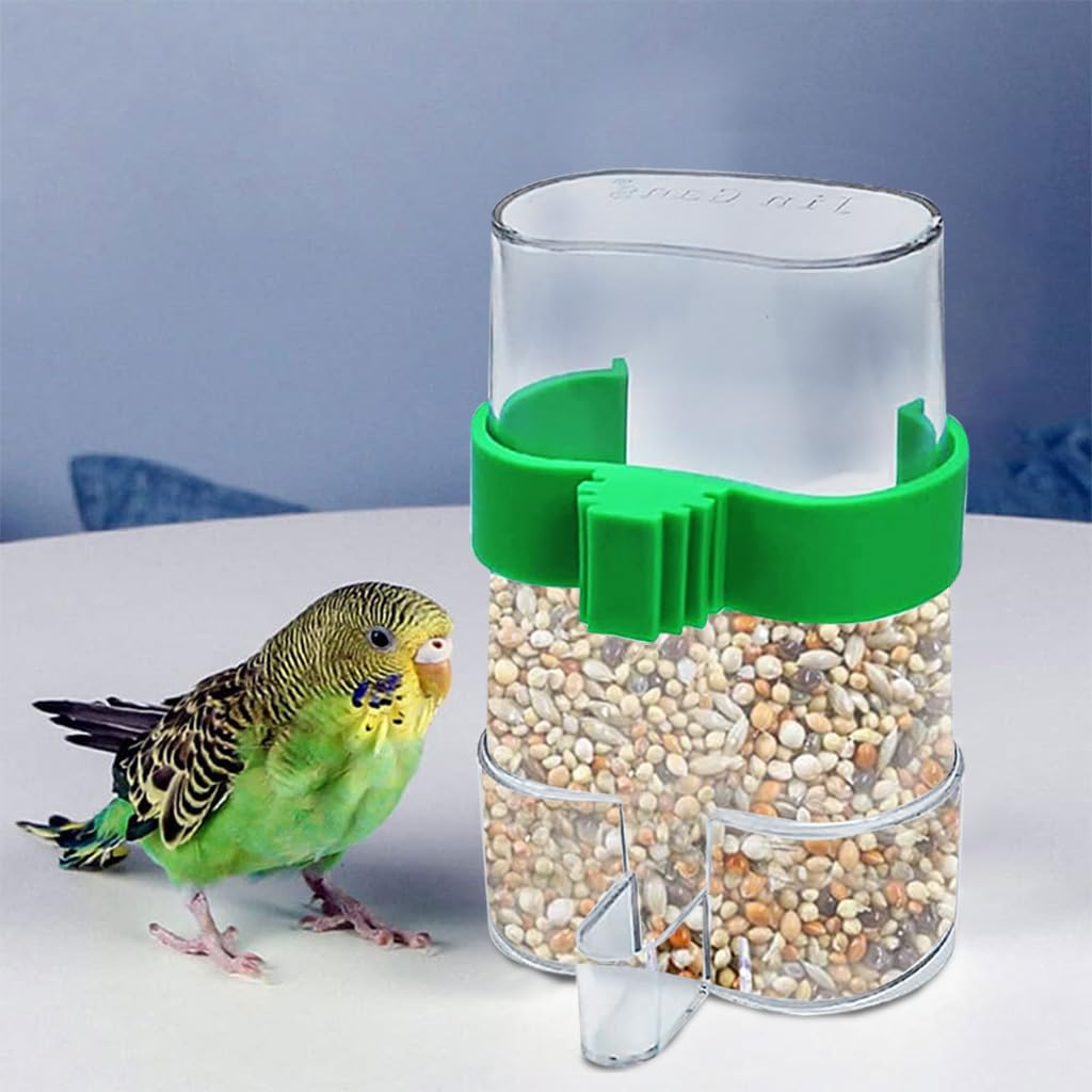 Qpets® Bird Feeder for Cage 2Pcs Bird Feeder Transparent Bird Feeder for Dry Food or Water Universal External Bird Feeder for Cage Large Capacity Bird Feeder for Parakeet