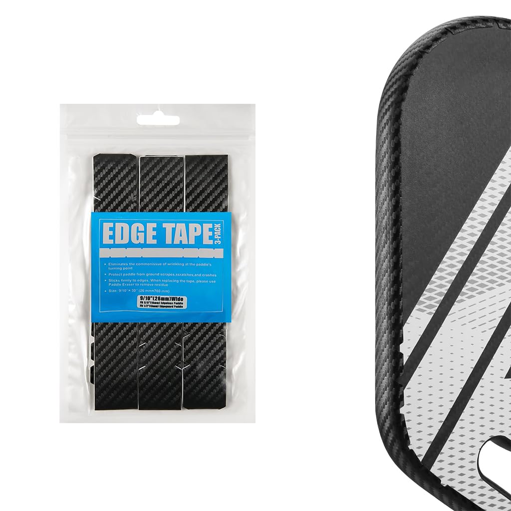 Proberos Pickleball Paddle Edge Protector Tape 3 Pcs with Self Adhesive PU Stripe | Carbon Fiber Pattern for Racket Protection