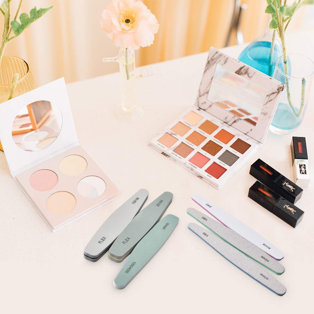 Nail Files Set for Manicure with Double Sided 100 to 4000 Grit | Washable Emery Boards