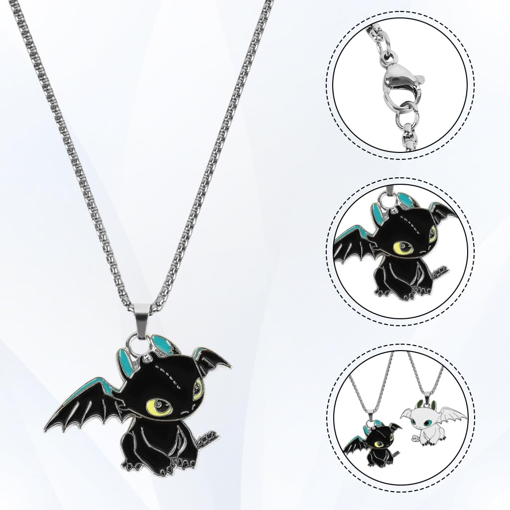 Zibuyu Couple Necklaces for Anniversary and Birthday Gifts with Multicolor Dragon Pendants | Stainless Steel Chains for Boyfriend and Girlfriend