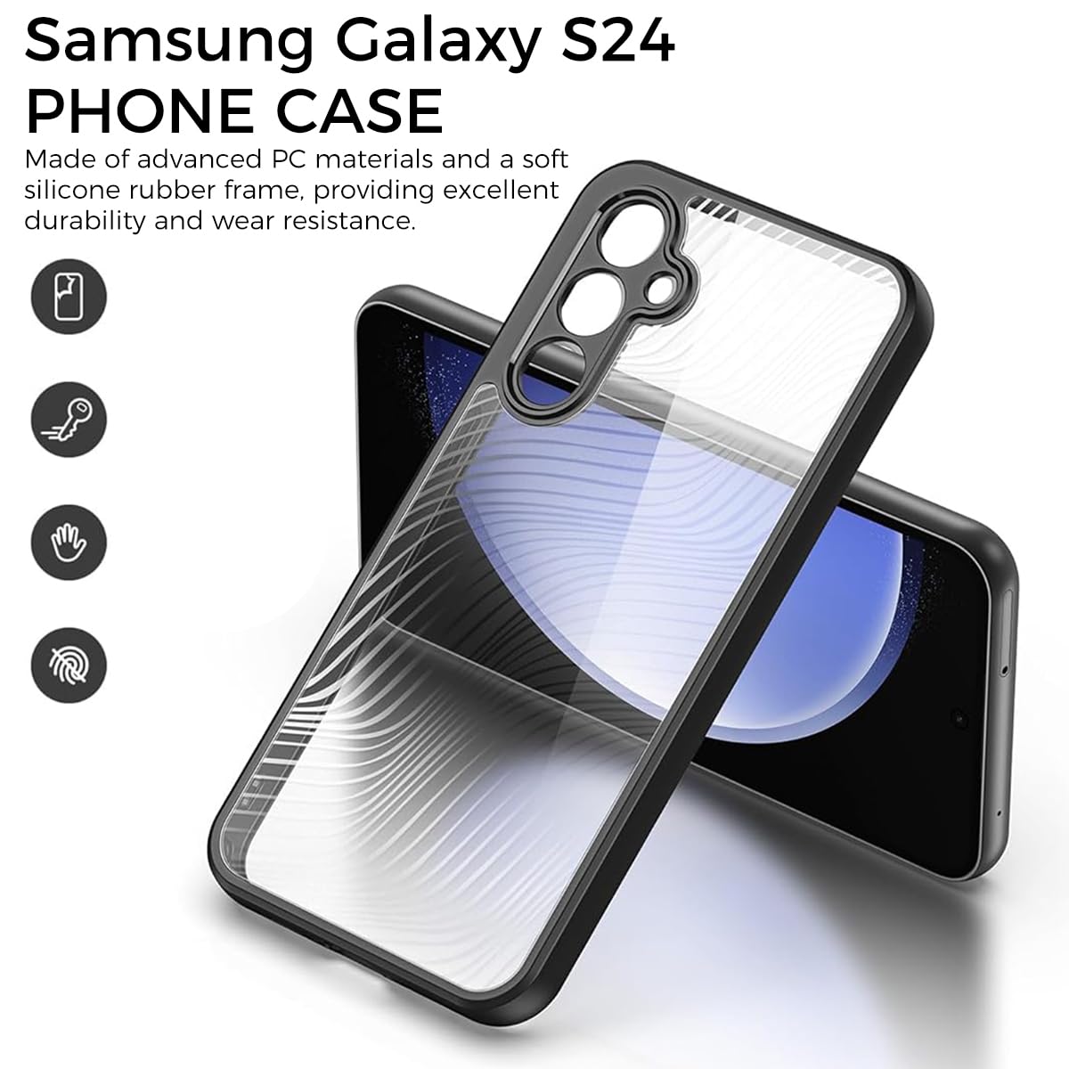 ZORBES Phone Case for Samsung Galaxy S24 with 0.8mm Raised Frame | Matte PC and Silicone Protection