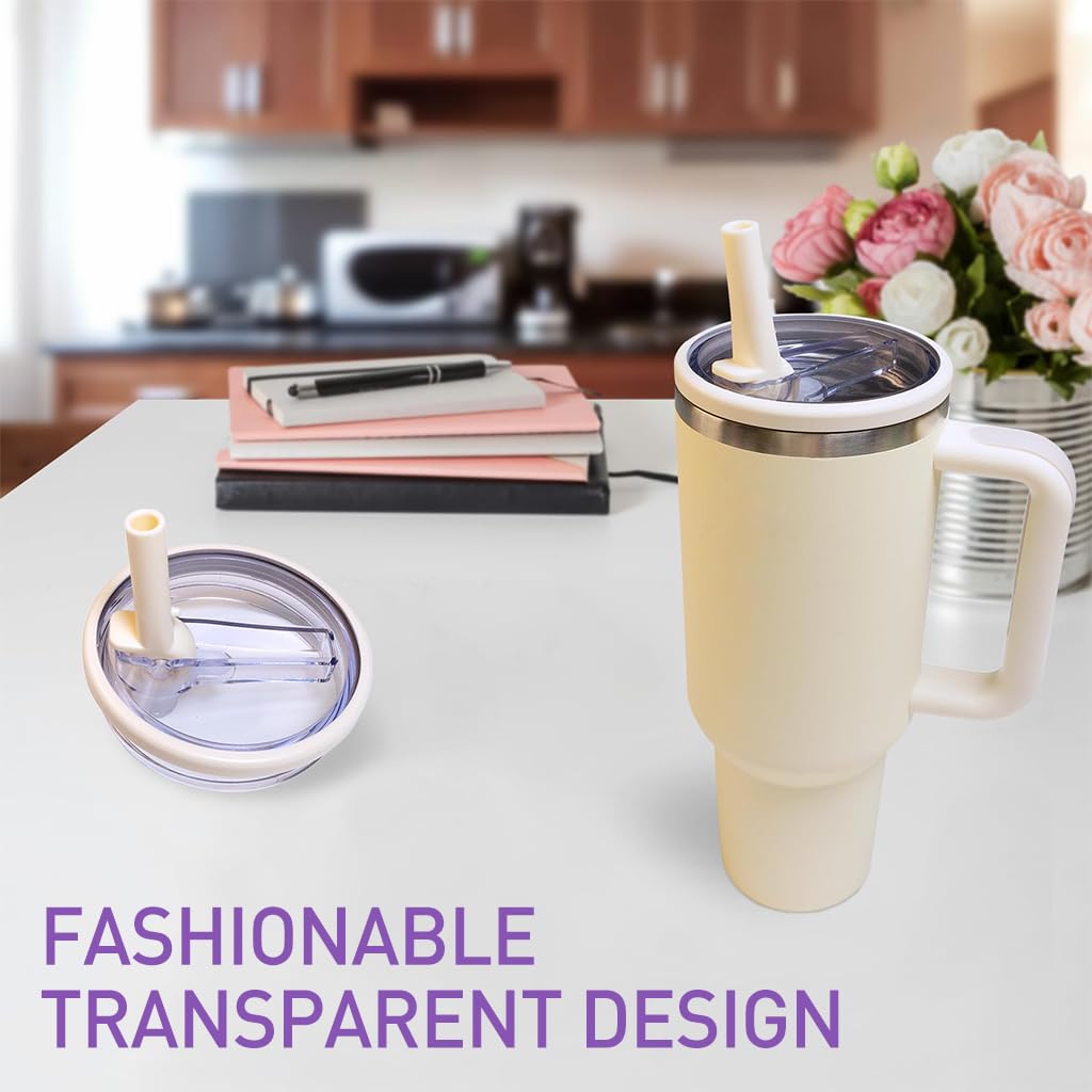 HASTHIP Drinking Straw Lids for 40Oz Tumbler featuring 9.9cm Fit and Folding Nozzle | Transparent Design