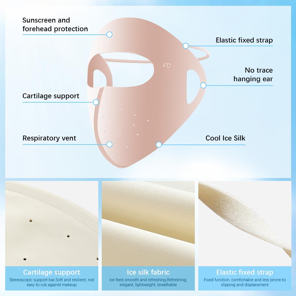 PALAY Full Face Mask for Sun Protection with UPF 50+ 3D Forehead Design and Ice Silk | Women