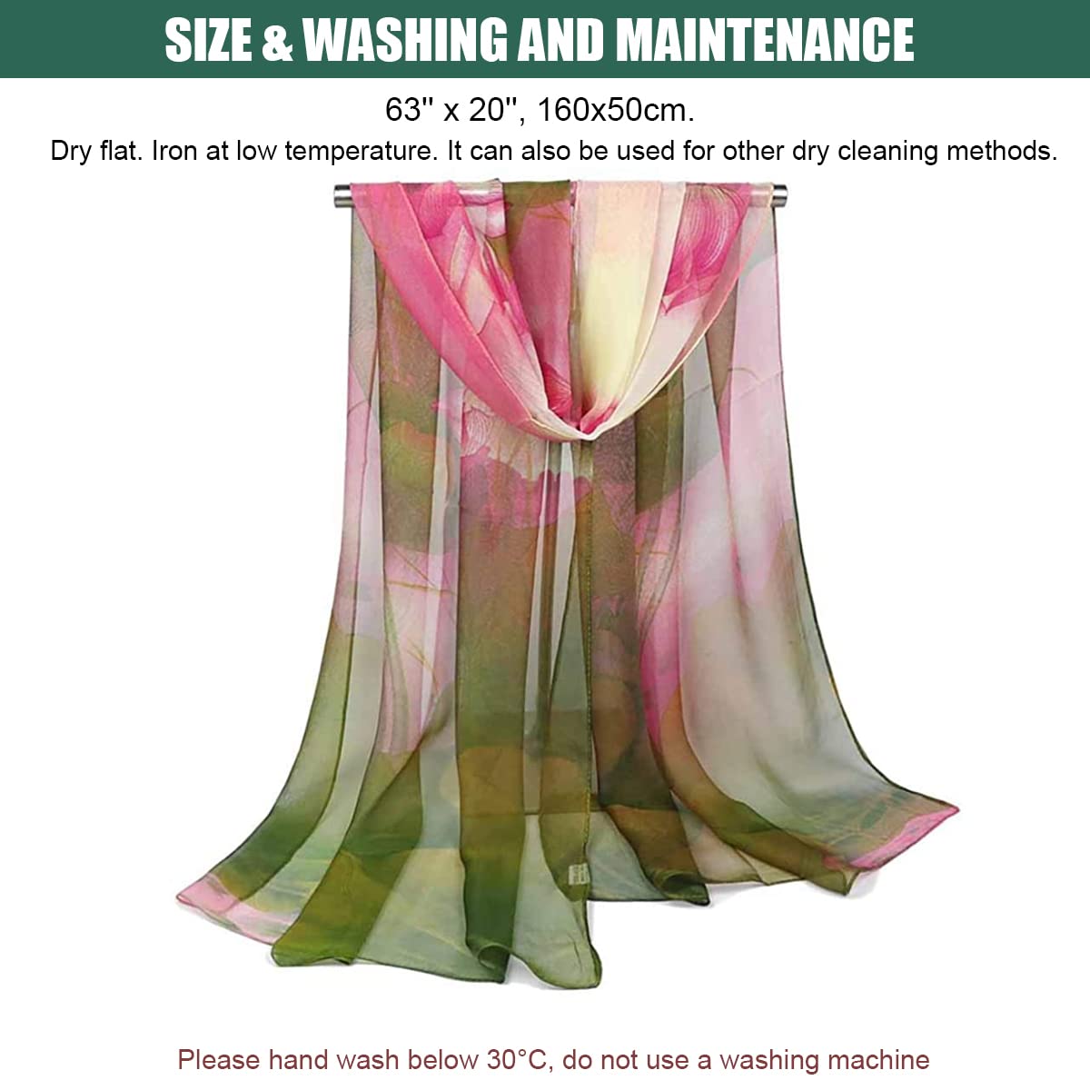 PALAY Lotus Print Scarf for Women 63x20 in with Soft Georgette Fabric | Elegant Shawl Wrap
