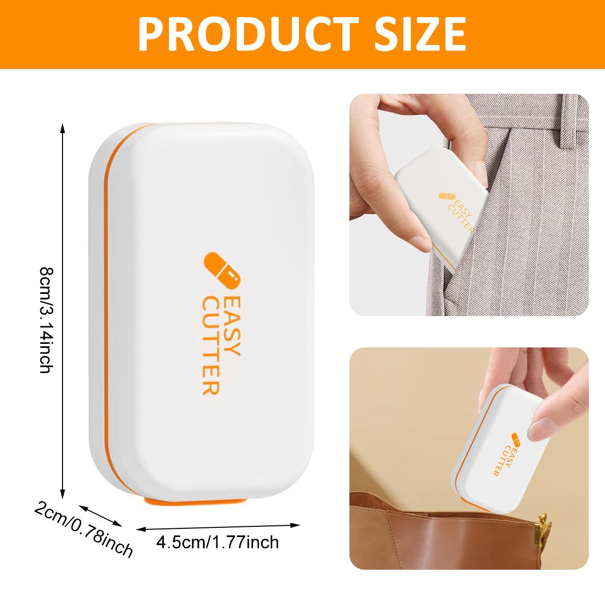 HANNEA Pill Cutter for Splitting Tablets with Stainless Steel Blade and Lockable Box | Travel-Friendly Pill Organizer