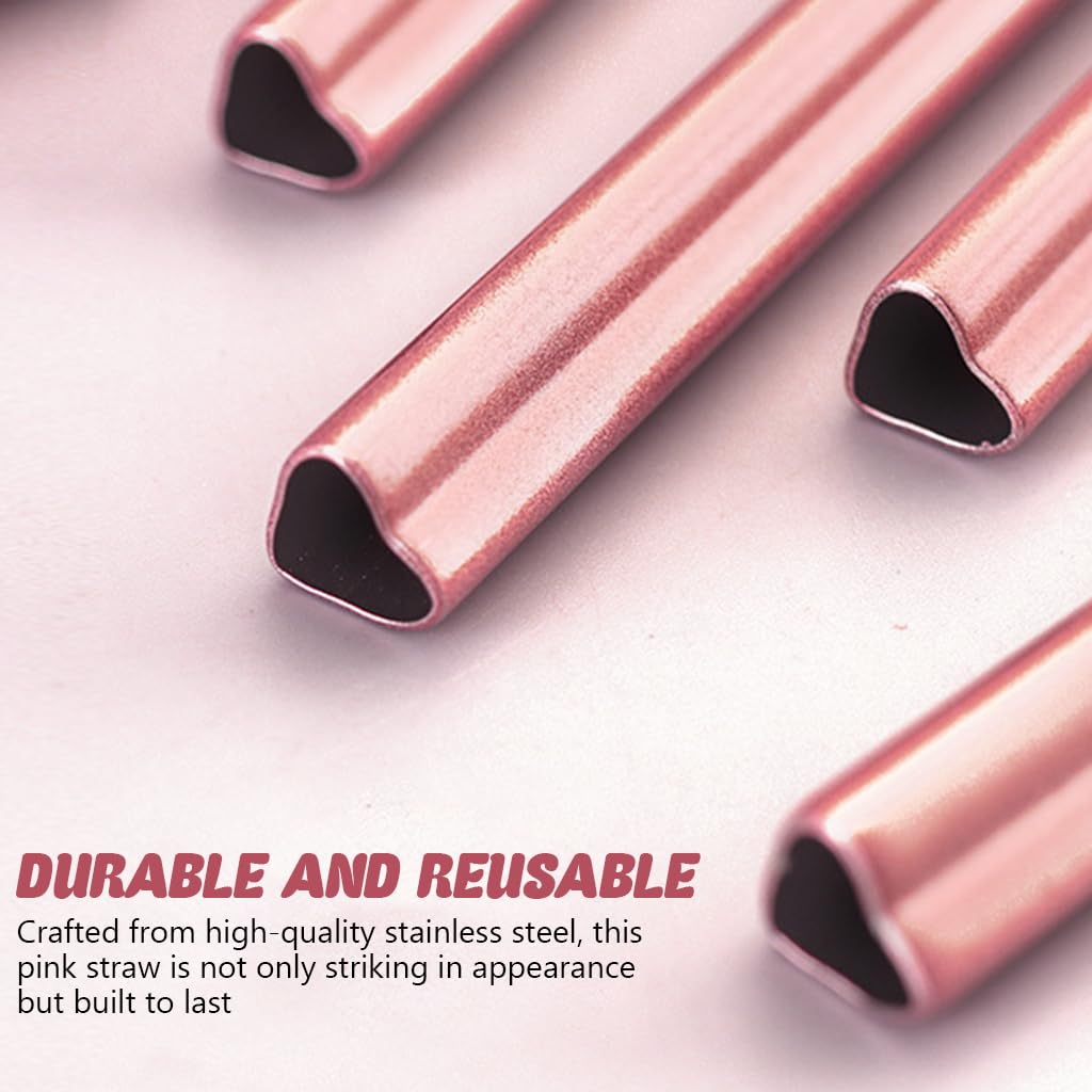 HASTHIP Stainless Steel Drinking Straw for Smoothies and Cocktails with Heart Shape & Cleaning Brush
