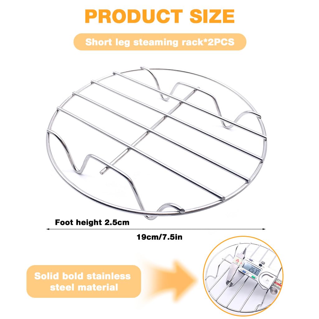 Supvox Stainless Steel Steamer Rack for Pots and Pressure Cookers featuring 7.6 in Round Wire Design with 2.5 cm Height | Pack of 2