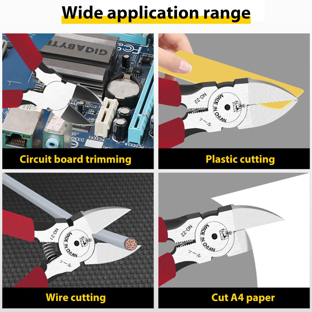 Serplex Wire Cutter 6 Inch for Jewelry Making and Electrical Tasks with Non Slip Handle | Flush Cut Pliers Featuring Sharp Blades and Spring Loaded Mechanism