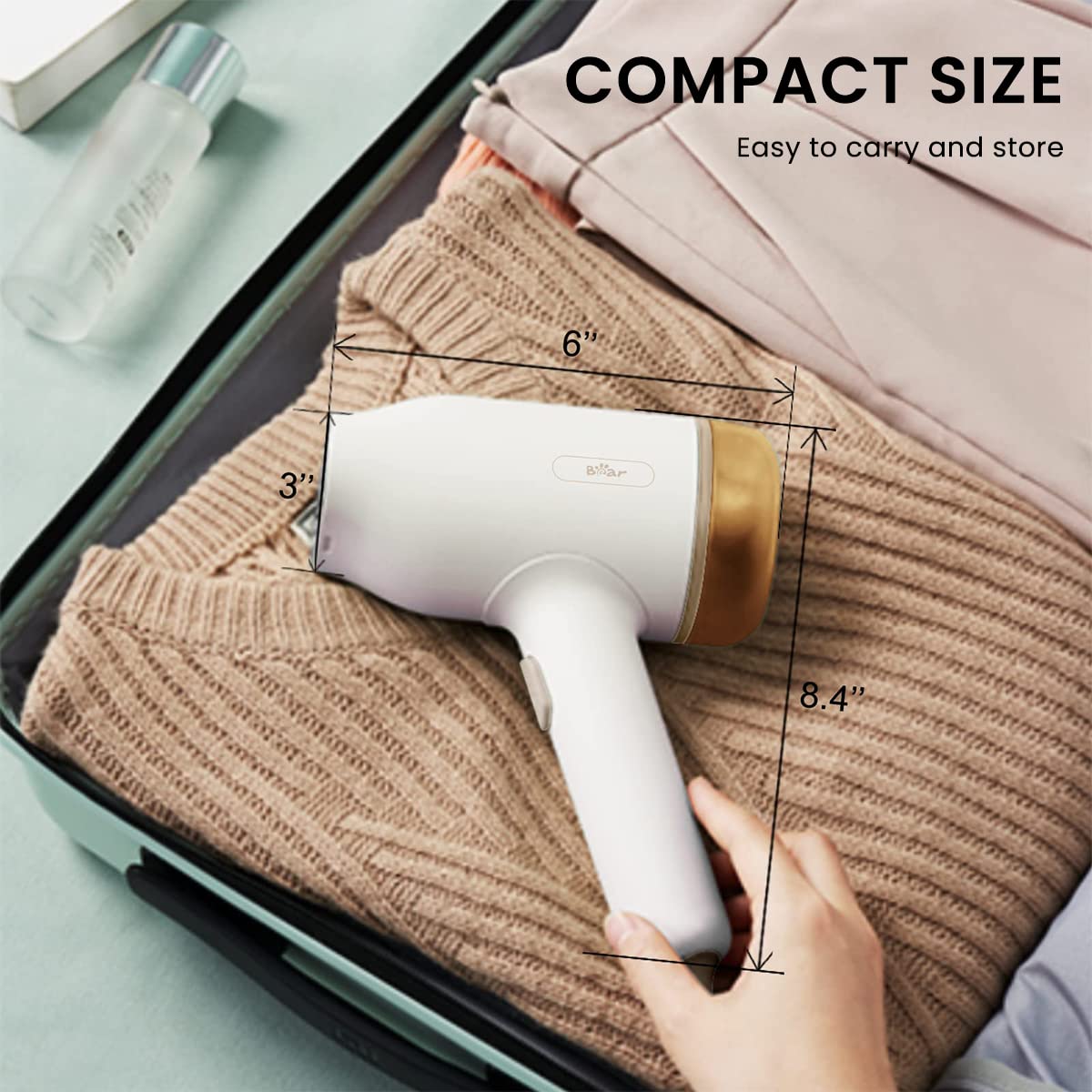 Bear Garment Steam Iron for Clothes with 10s Heat Up and 360° Leak Proof Design | Portable Travel Steamer