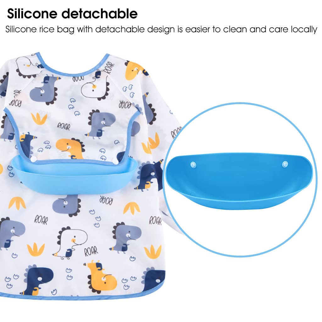 SNOWIE SOFT® Baby Apron Long Sleeve Bib Baby Girls Bib Waterproof EVA Long Sleeve Bib Fashion Red Dot Baby Bib Snap Button Closure Toddler Bib for DIY Crafting