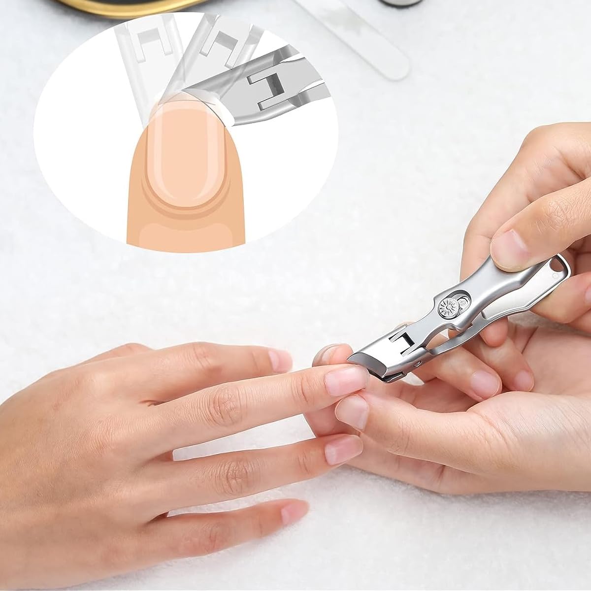 MAYCREATE Nail Cutter for Men with Angled Wide Opening Jaws and Leather Cover | Stainless Steel Clippers for Thick Nails