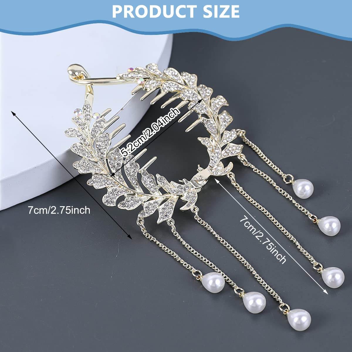 SANNIDHI Pearl Tassel Hair Bun Clip for Wedding and Party with Self Lock Design | Alloy Rhinestone Accessory for Women