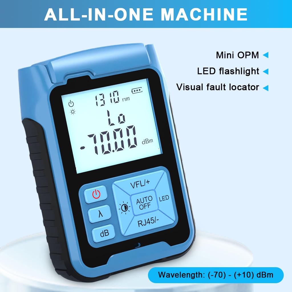 Serplex Optical Power Meter for Fiber Installation with 850–1625nm Range and LED Display