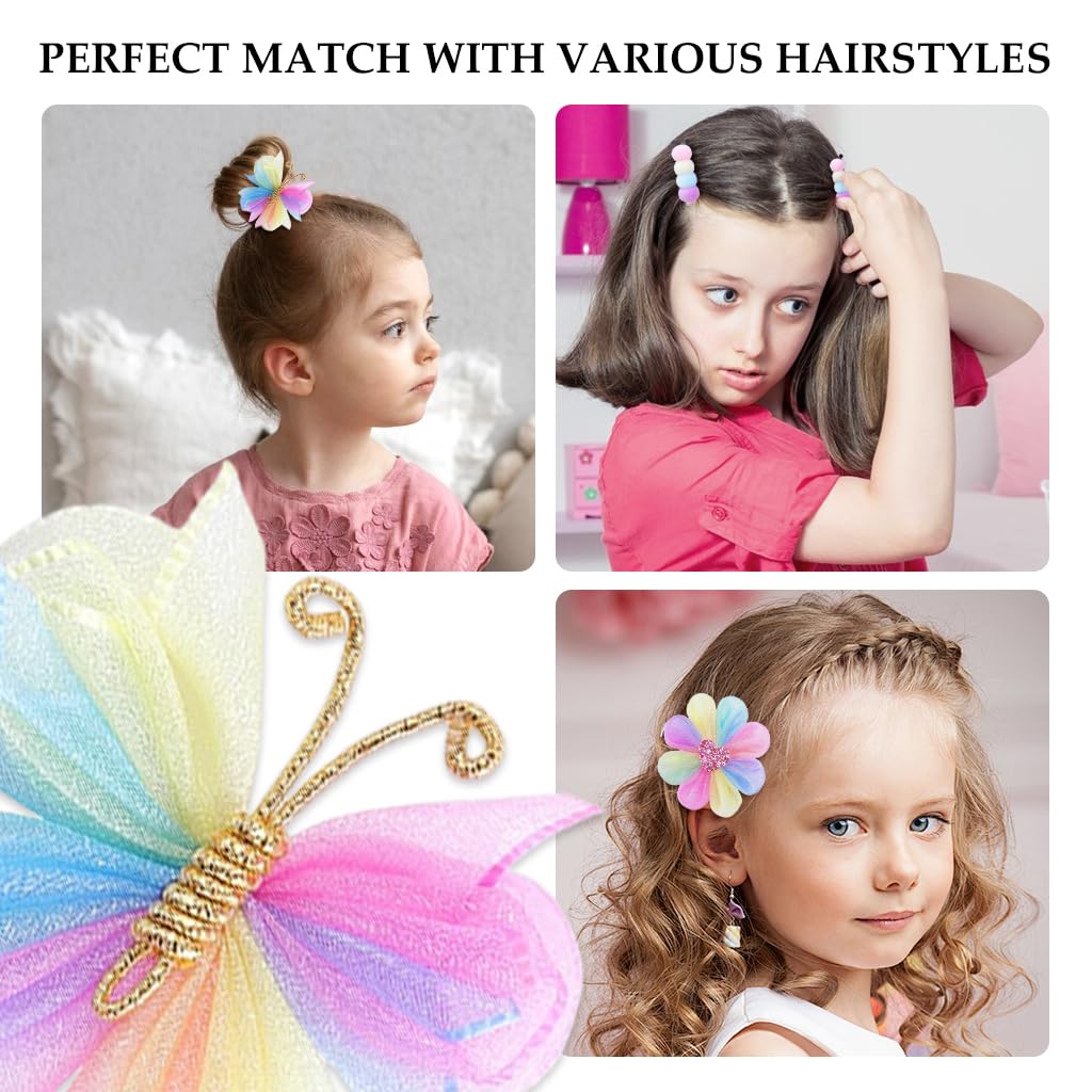 PATPAT Hair Clips Set for Girls with 6 Pieces at 2.2 in Featuring Butterfly and Flower Designs