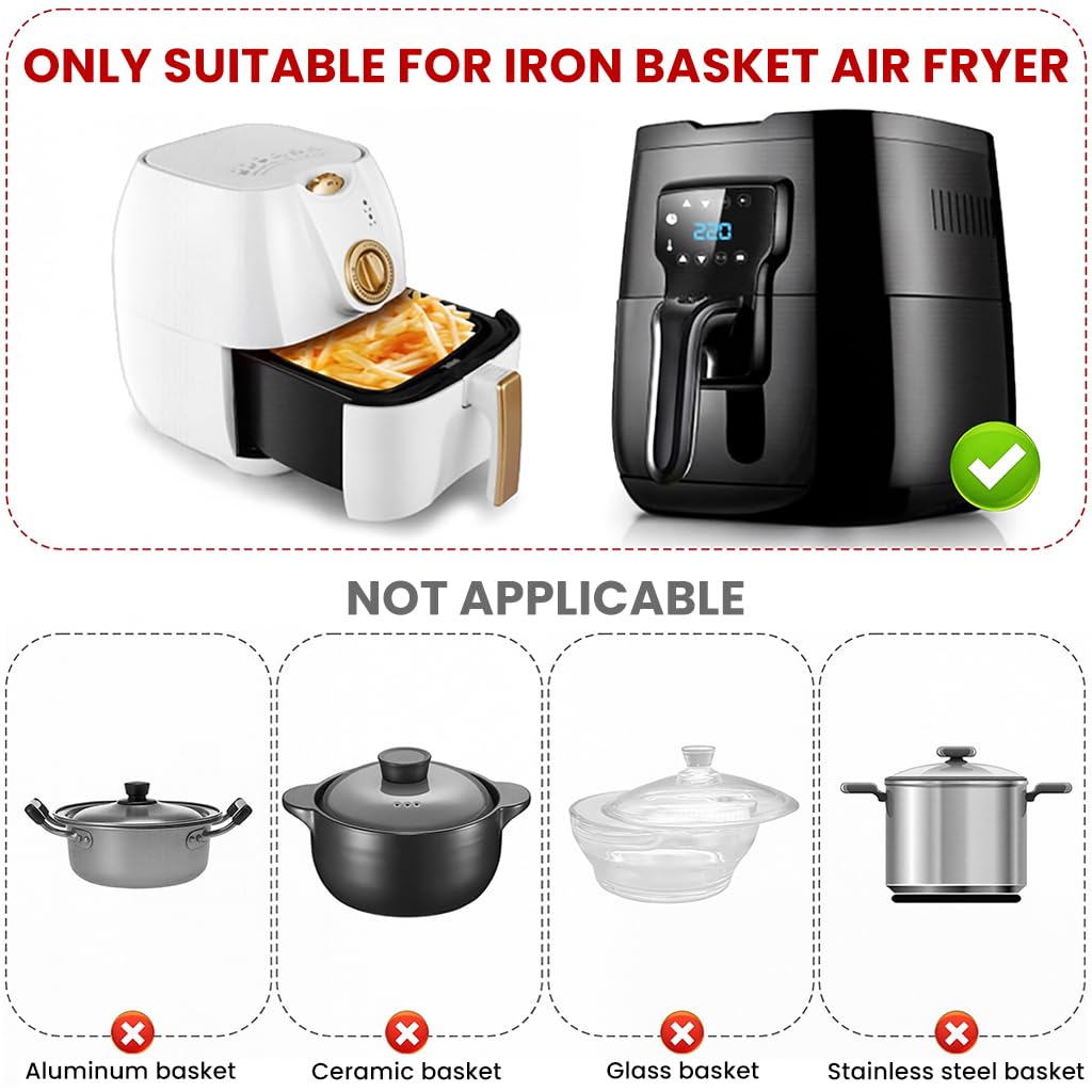 Supvox Magnetic Silicone Grips for Air Fryer Liners with Heat‑Resistant Retainer Clips | Reusable Cooking Accessories