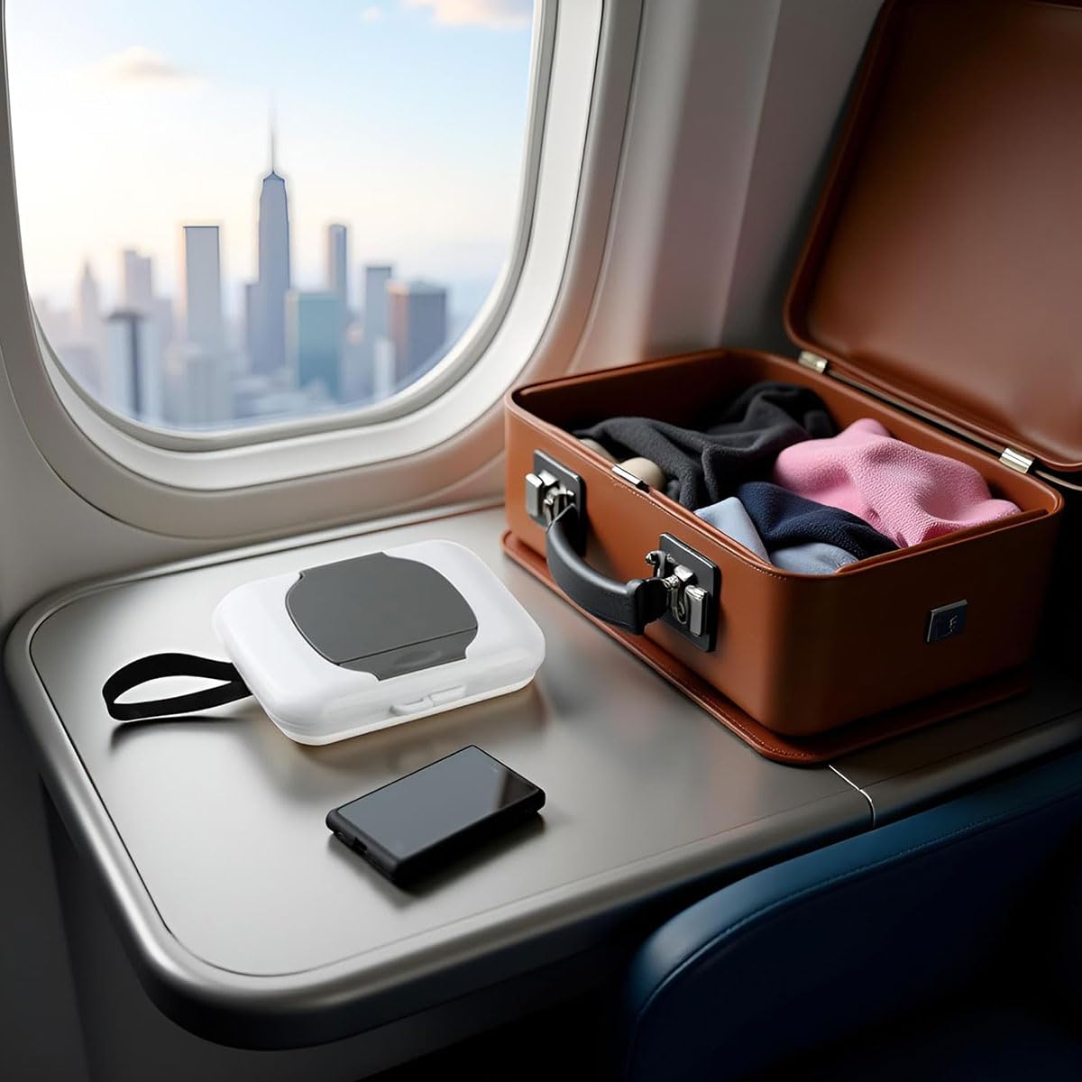 SNOWIE SOFT Travel Wipe Holder for Baby and Outdoor Use with Secure Lid and Lanyard | 16.5x13x3cm Refillable PP Box in Grey