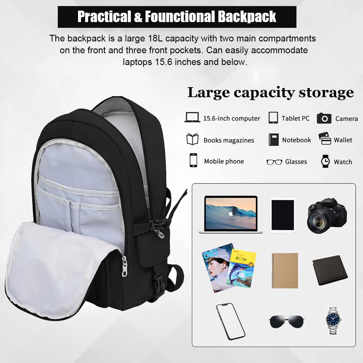 FANCYKU Backpack for School and Travel with 18L Capacity and Ergonomic Straps | Boys Laptop Bag