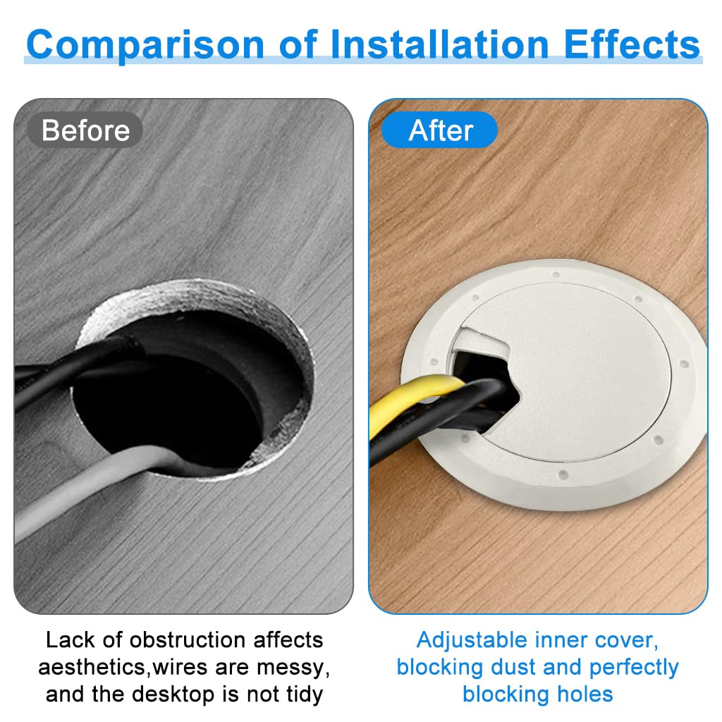 Serplex Desk Grommets for Office Cable Management featuring Multi Slot Design 2.36 in White