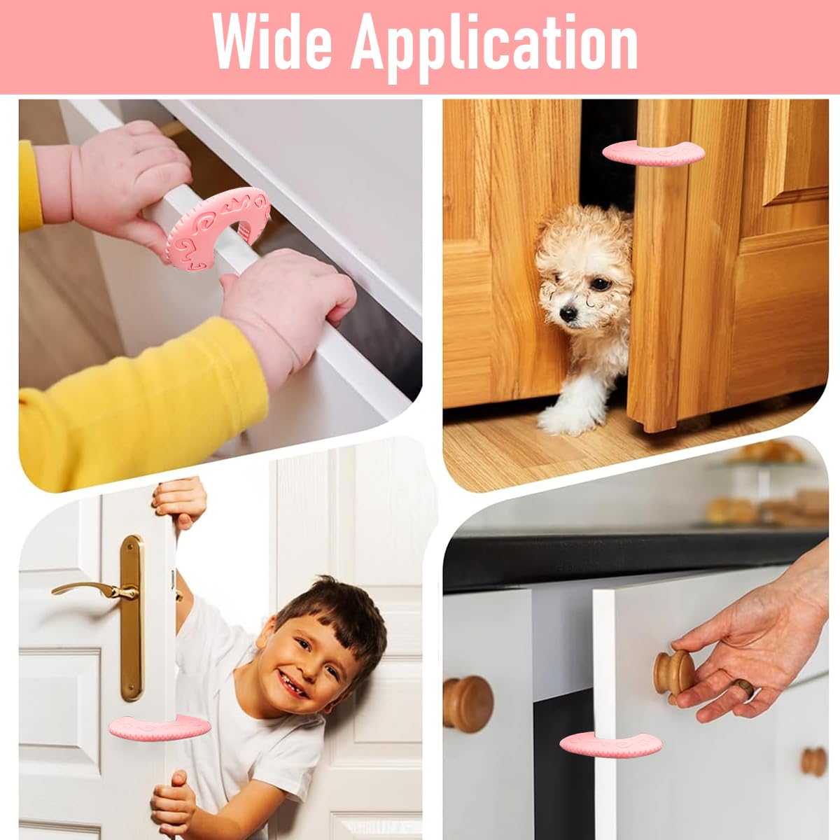 SNOWIE SOFT Silicone Door Slam Stopper for Baby Safety featuring Anti Slip Grip and 2Pcs Pink Set