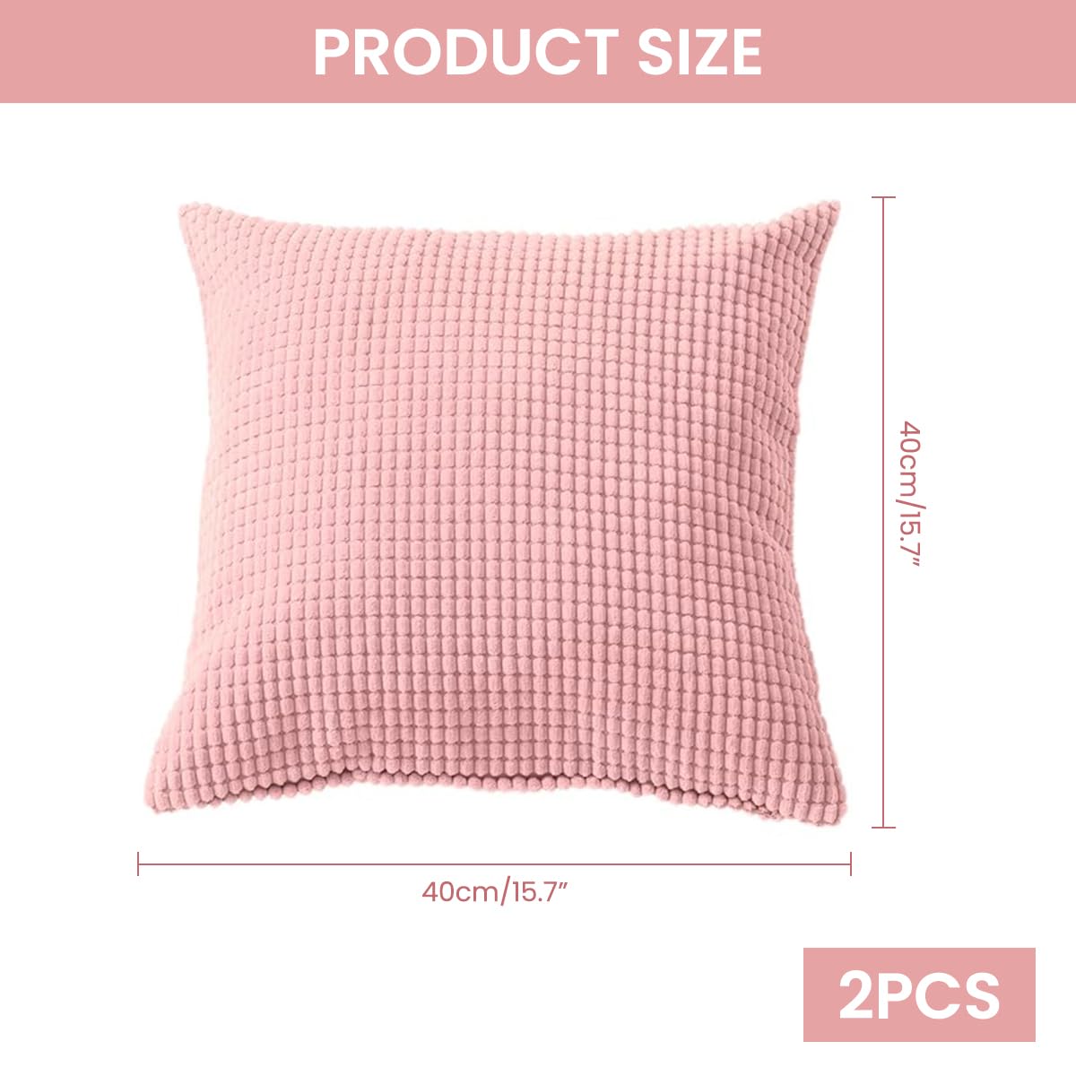 Zibuyu Cushion Covers for Decorative Throw Pillows with Hidden Zipper 16x16 in Pink | Soft Polar Fleece Pillowcases