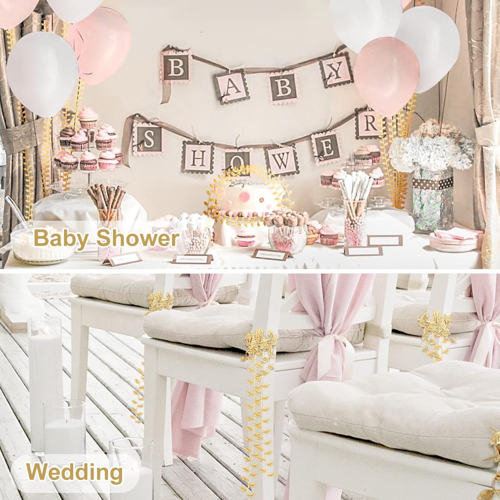 MAYCREATE Decorative Golden Leaf Ribbon for DIY Crafts and Gift Wrapping 32ft | Elegant Trim