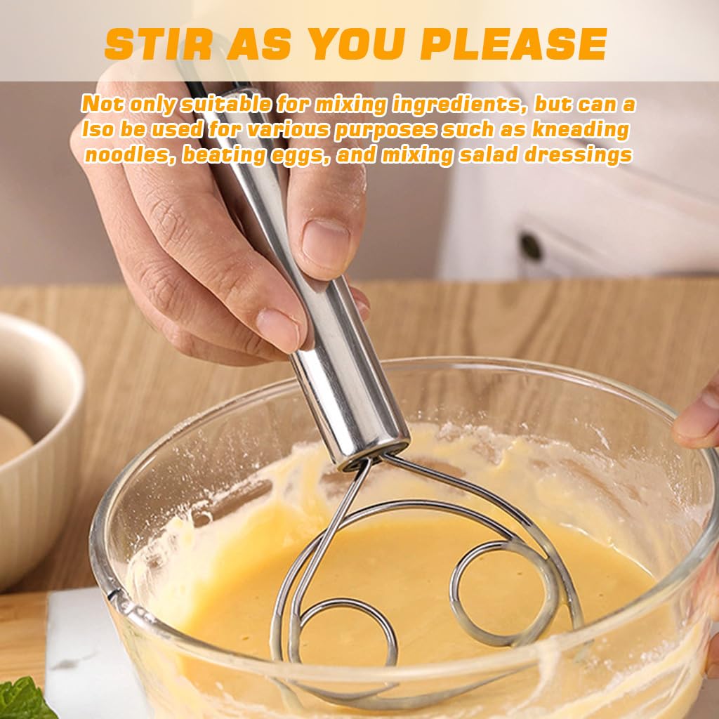 Supvox Danish Dough Whisk for Bread and Pizza Mixing Pack of 2 featuring Open Triplet Loop Stainless Steel Design
