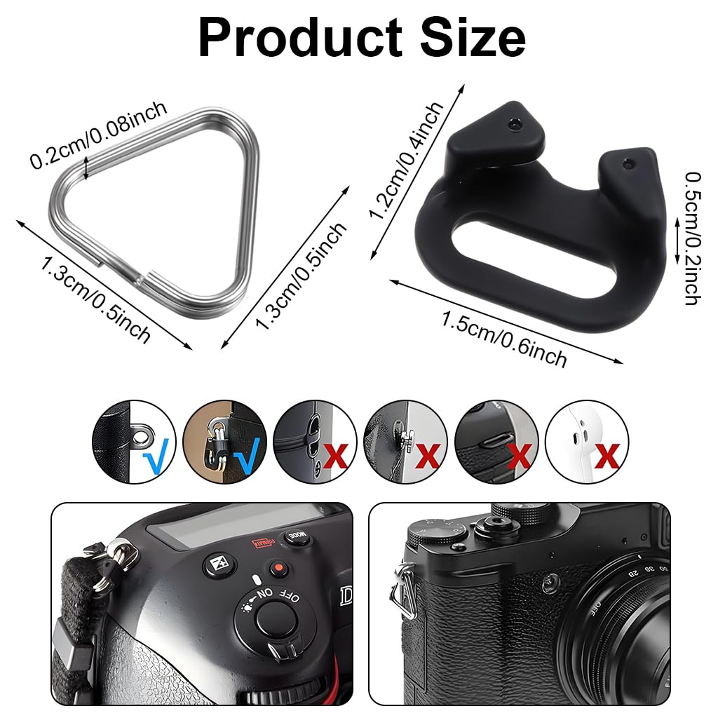 ZORBES Camera Strap Triangle Buckles for Shoulder Strap with ABS Plastic Caps | 4Pcs Stainless Steel Connectors