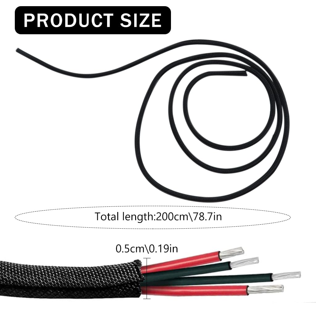 Supvox Cable Protector for USB and Power Cords featuring Split Sleeving 6.6ft Black | 2PCS