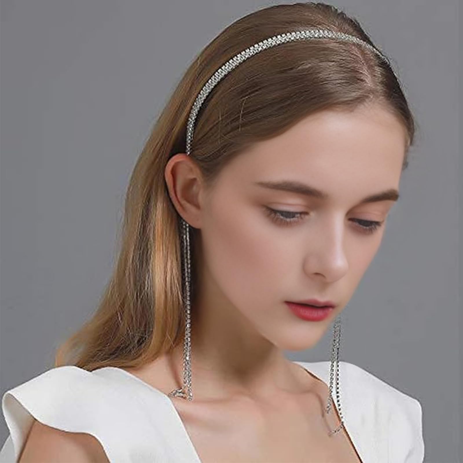 Venzina Hair Band for Women featuring Long Rhinestone Tassels and Chain Design | Wedding & Party Headband