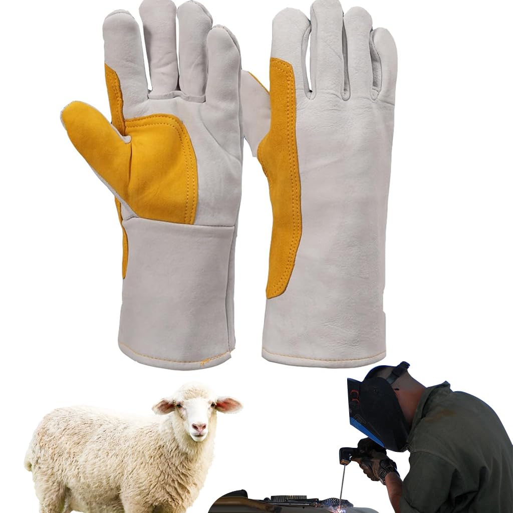 Serplex Welding Gloves for Mechanics with Reinforced Palm and 13 in Sheepskin Leather | Heat and Wear Resistant