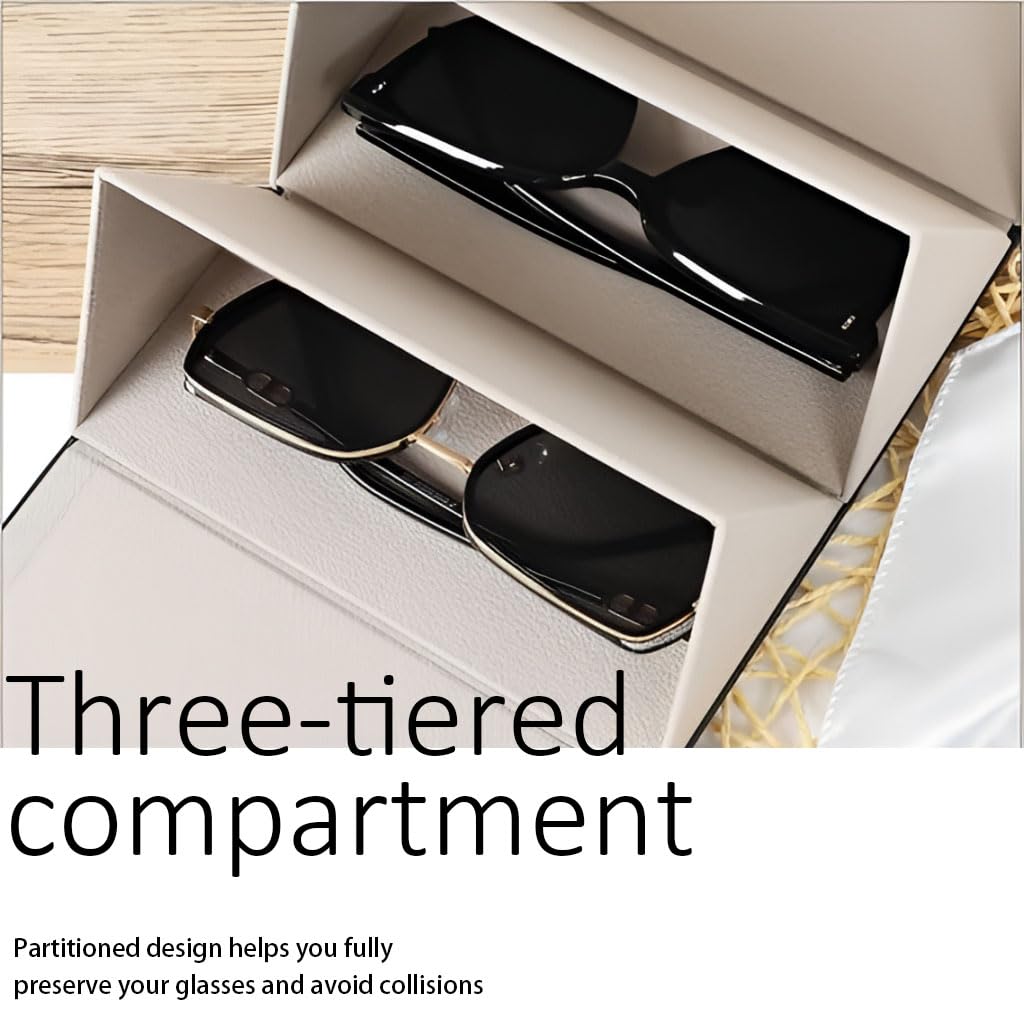 Zibuyu Foldable Sunglasses Travel Case for Eyewear Organization with PU Leather Design | Compact Folding Storage Box