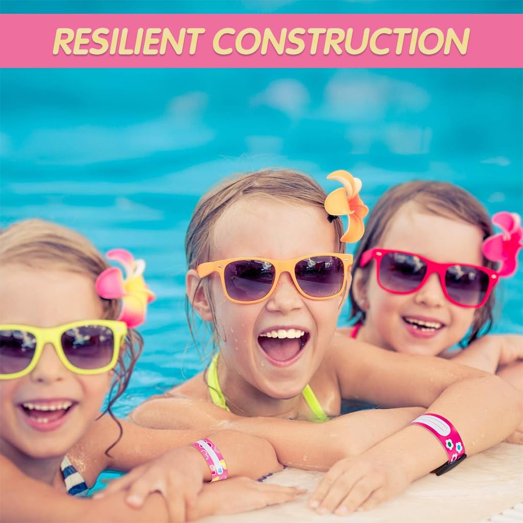 Climberty Kids Safety ID Wristbands for Travel and Group Activities 12 Pack 19.2x2.15cm PVC featuring Adjustable Buckle | Waterproof Write-on Design