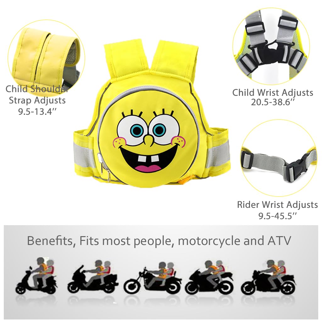 SNOWIE Soft Kids Safety Belt for Two Wheeler with Reflective Strips and Quick Release Buckle | Adjustable Harness for Children 9 Months to 10 Years