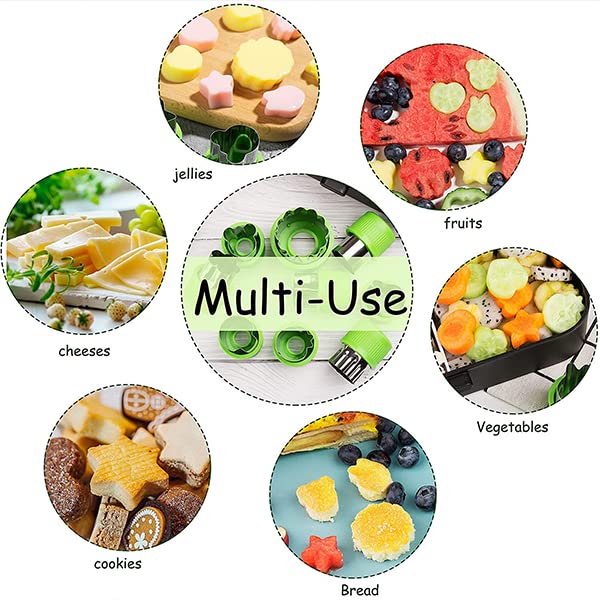 ZIBUYU Vegetable Shape Cutter for Kids with 9 Molds and Thickened PP Handle | Food‑Grade Stainless Steel for DIY Pastry and Cookies