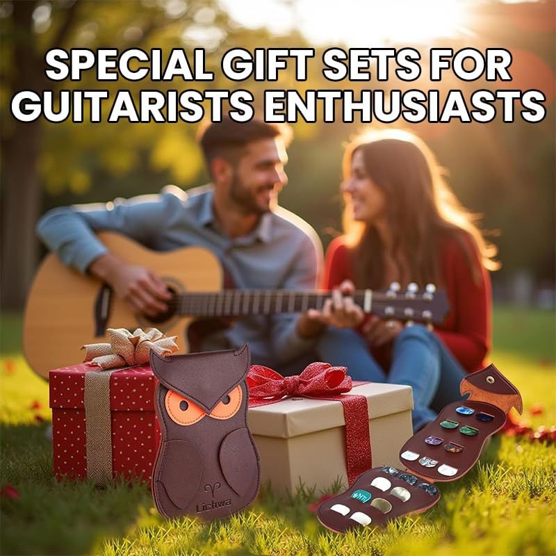 HASTHIP Guitar Pick Holder Case for Travel with Bi Fold Design Holding 18 Picks | PU Leather Snap Closure